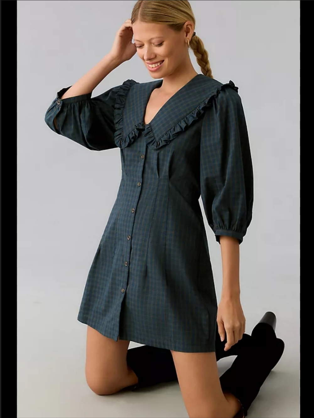 Ciao Lucia Mariana Plaid Dress Mini Collared Check Button Down XXS - Picture 2 of 10